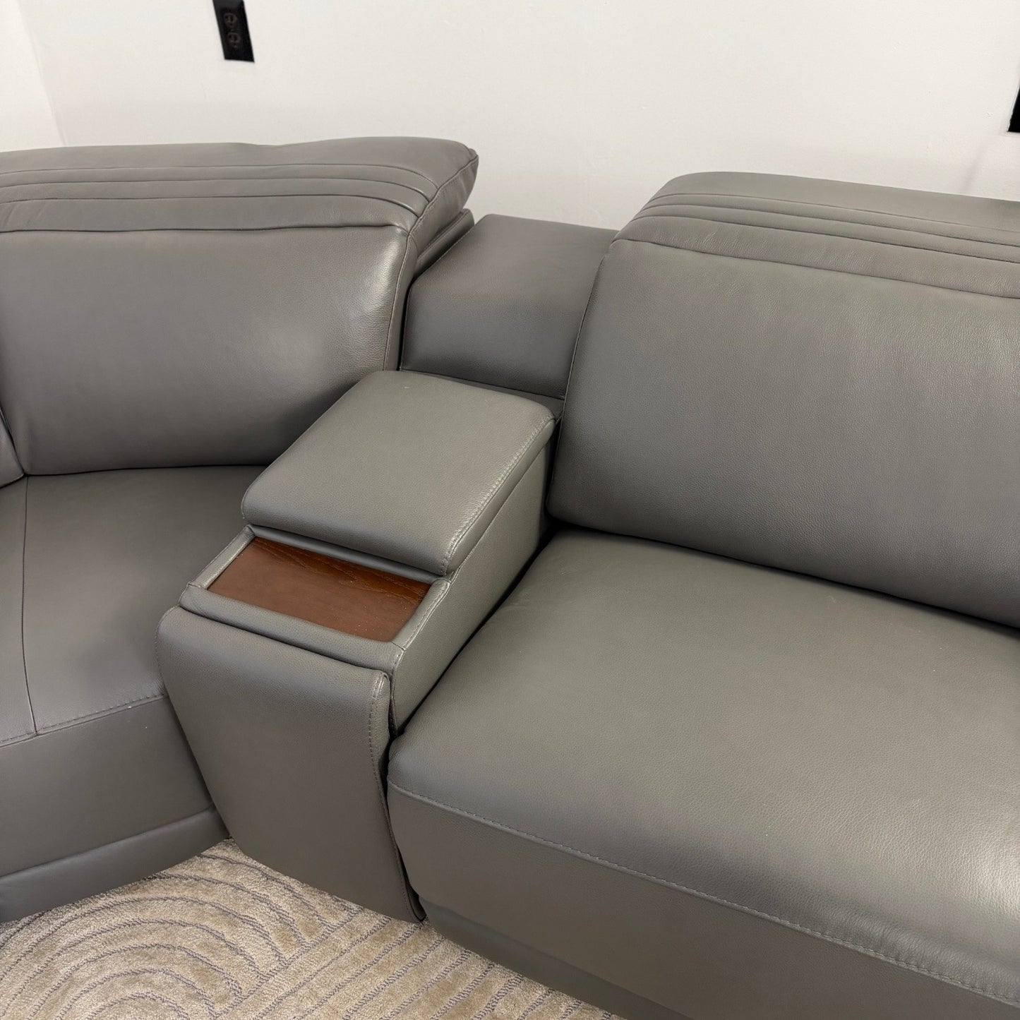 Karson Grey Leather Power Reclining Sectional
