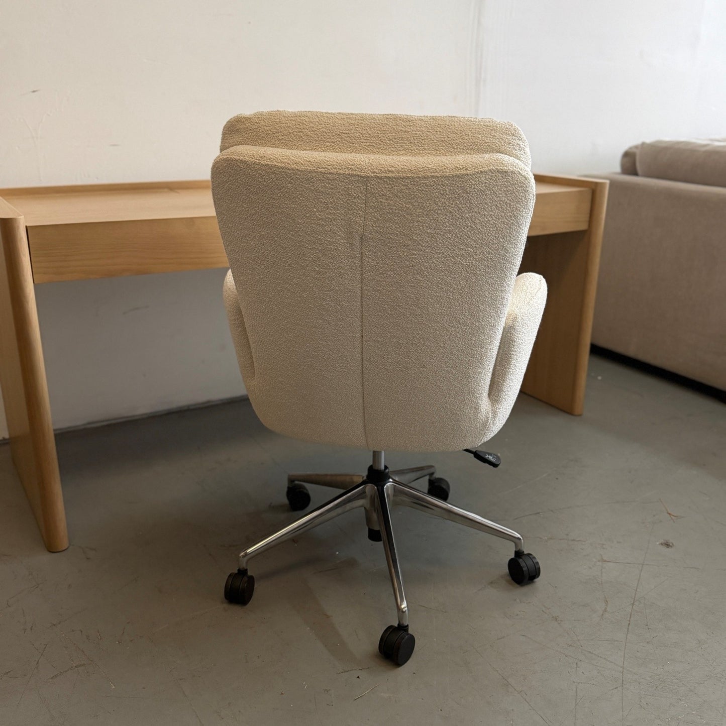 Article Bea Executive Office Chair In Ivory Wool Bouclé