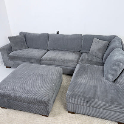 Thomasville Corduroy Sectional With Ottoman