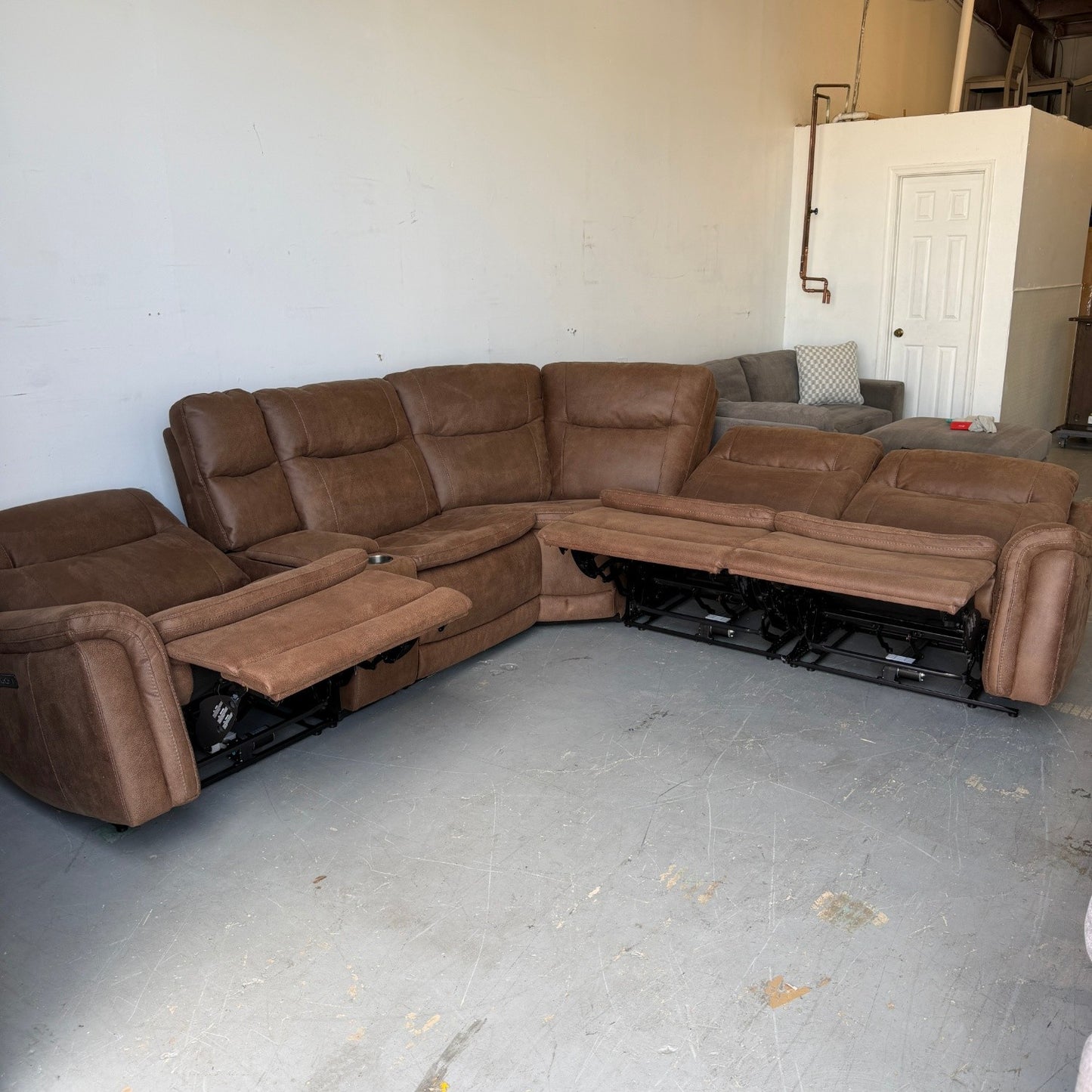 Simms Brown Fabric Power Reclining Sectional