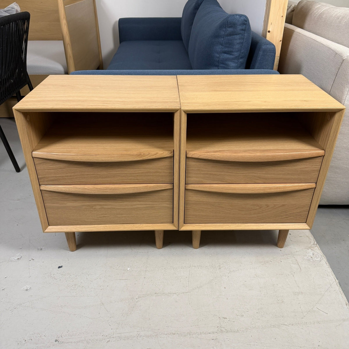2 Article "Lenia" 2-Drawer Nightstands