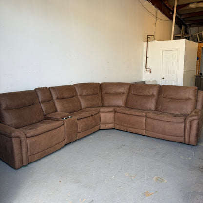 Simms Brown Fabric Power Reclining Sectional