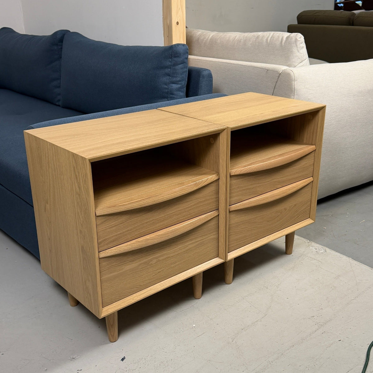 2 Article "Lenia" 2-Drawer Nightstands