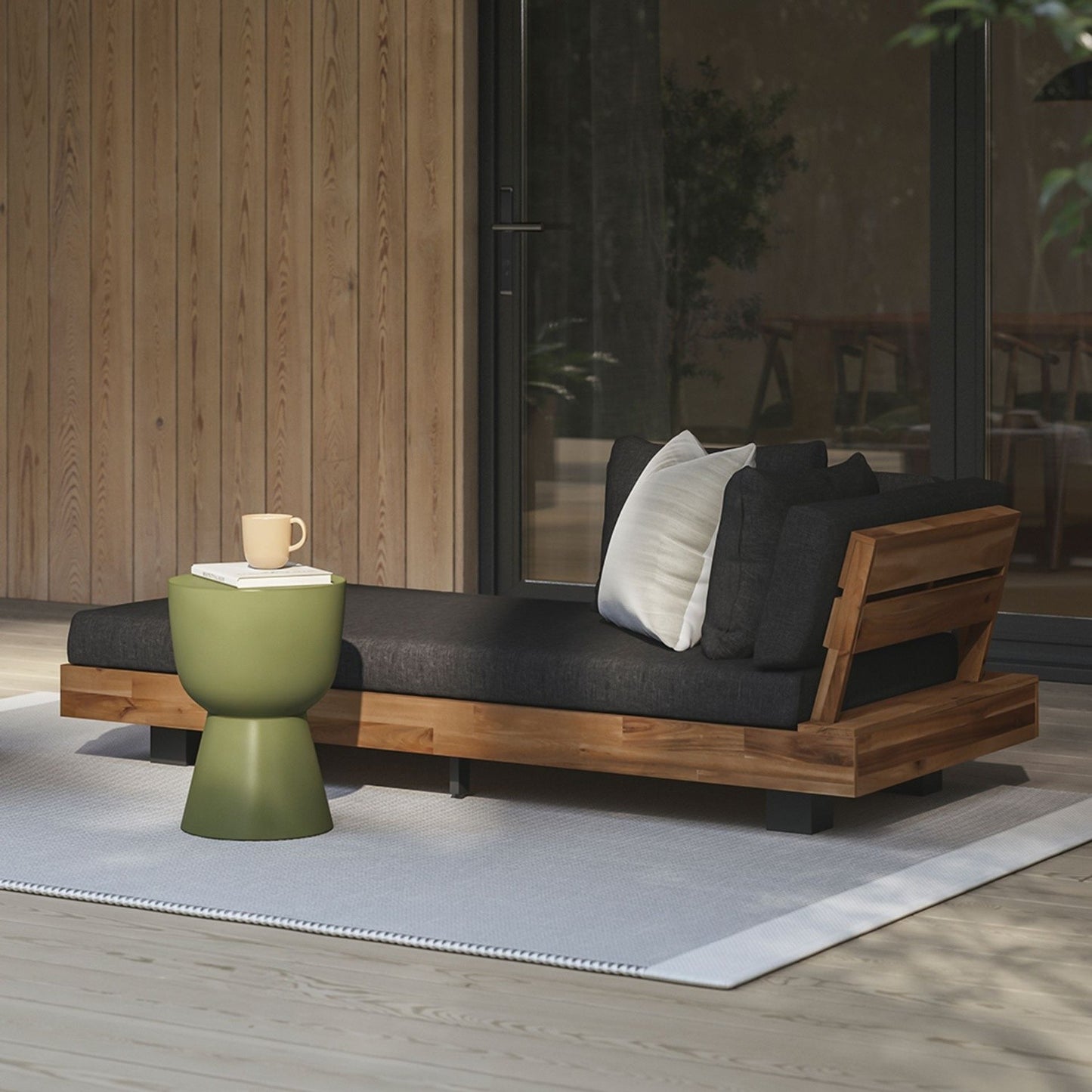 Article Lubek 69.25" Outdoor Low Left Chaise Lounge In Slate Gray