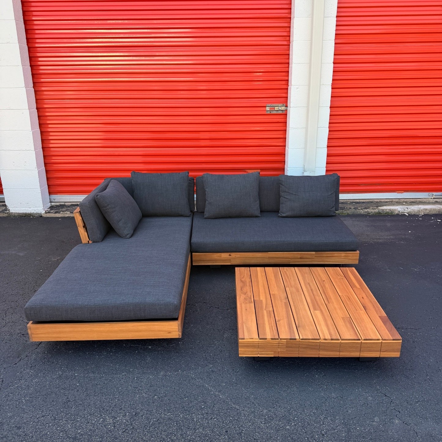 Article Lubek 82.5" Outdoor Low Left Sectional In Slate Gray