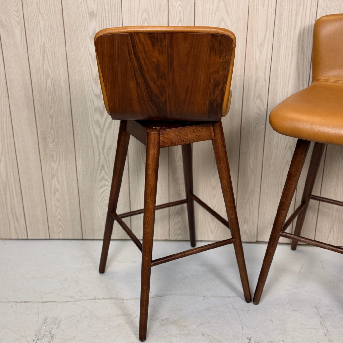 2 Article Sede Leather Swivel Bar Stools