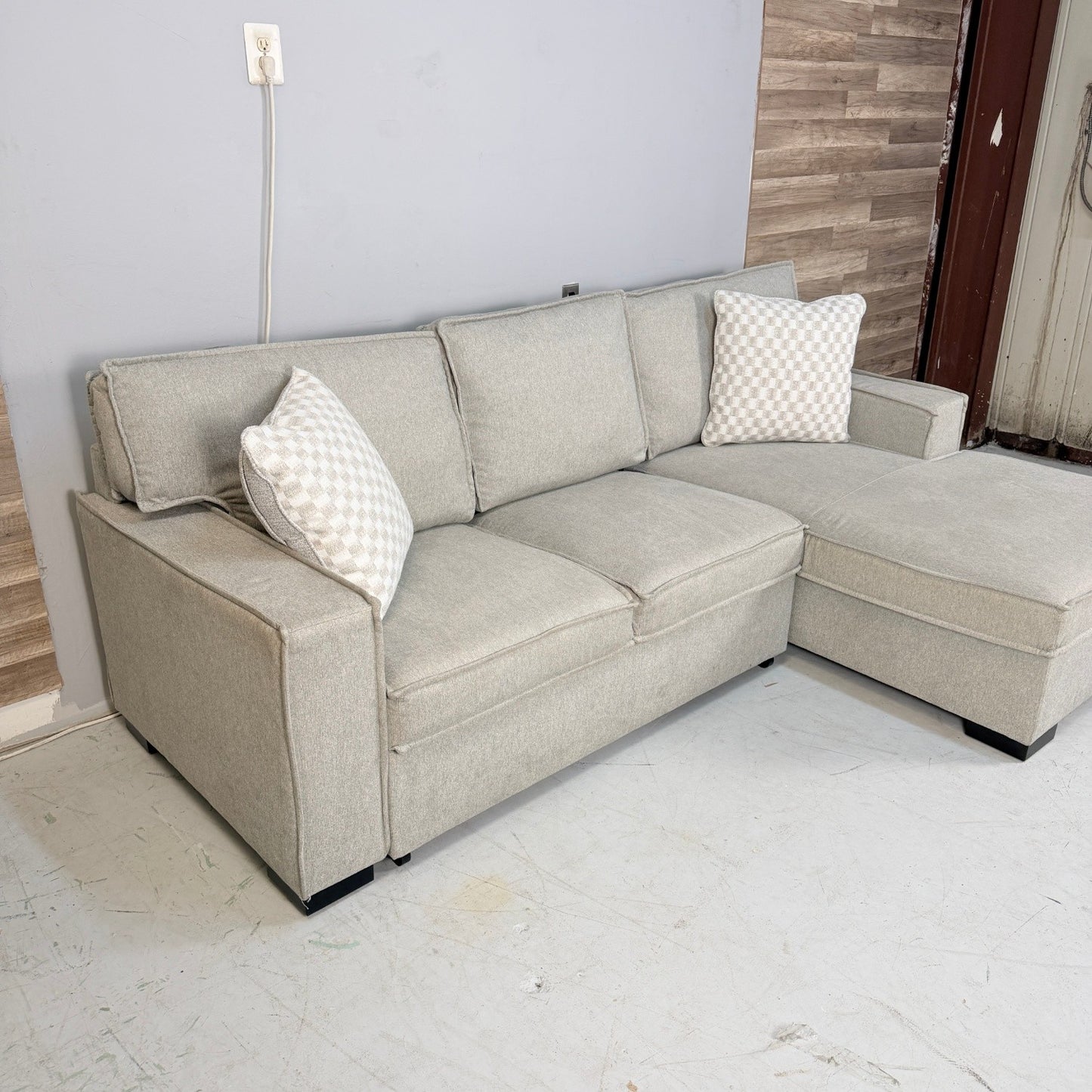 Grey Sectional With Sleeper & Storage