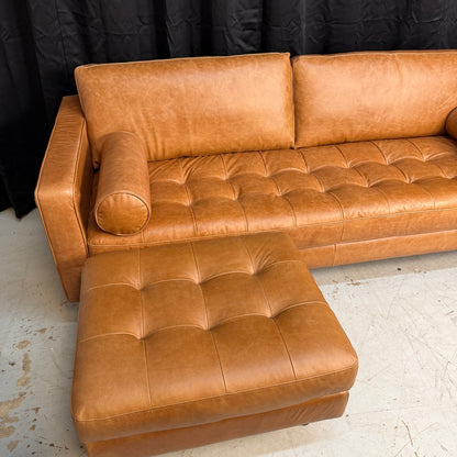 Article "Sven" 88" Tufted Leather Sofa & Ottoman
