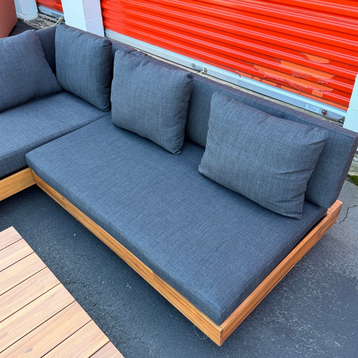 Article Lubek 82.5" Outdoor Low Left Sectional In Slate Gray
