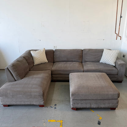Penelope Gray Sectional With Ottoman