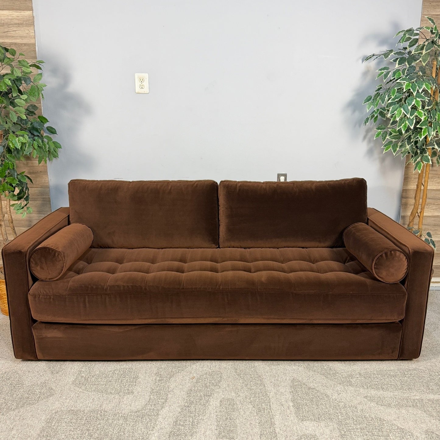Article "Sven" Tufted Brown Velvet Sofa