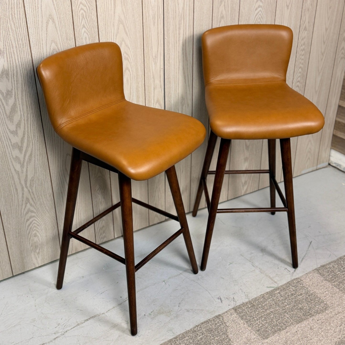 2 Article Sede Leather Swivel Bar Stools