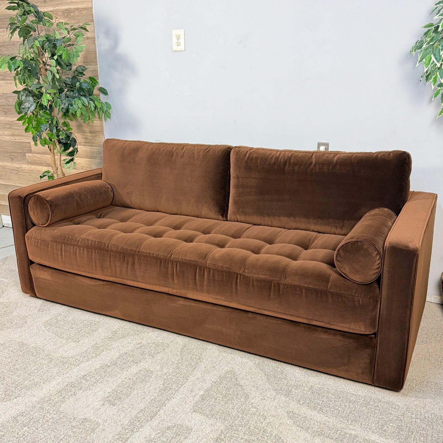 Article "Sven" Tufted Brown Velvet Sofa