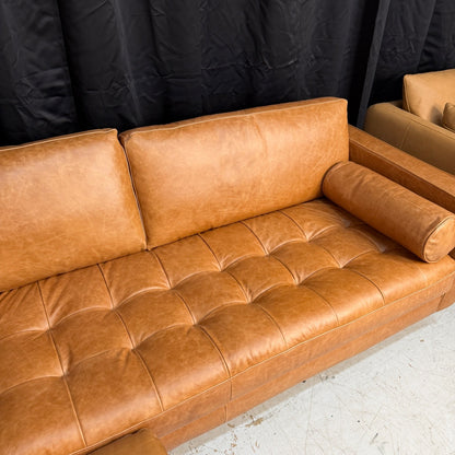 Article "Sven" 88" Tufted Leather Sofa & Ottoman