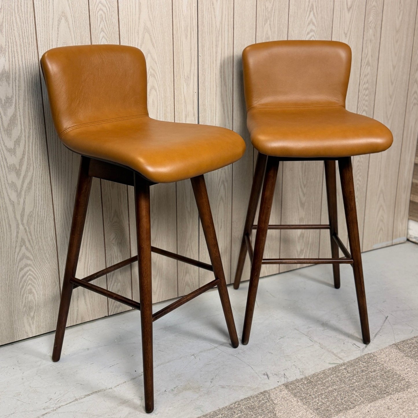 2 Article Sede Leather Swivel Bar Stools