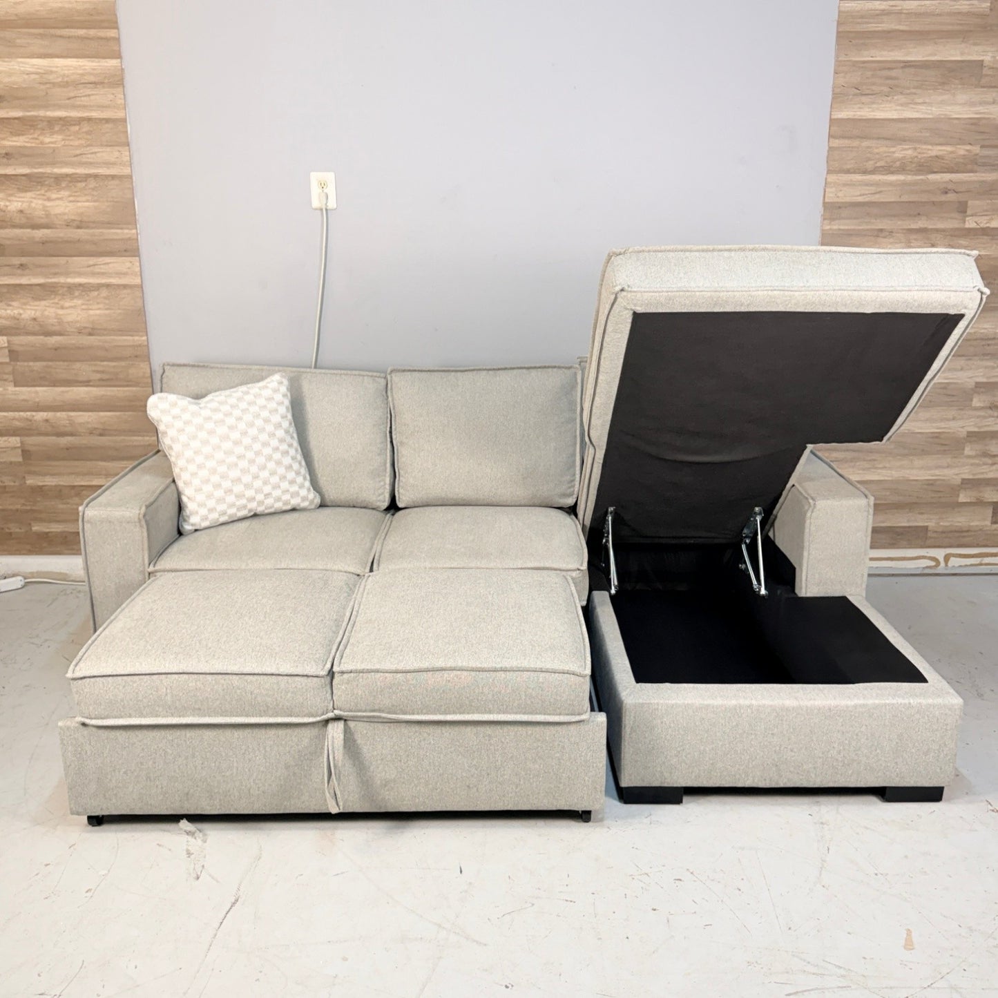 Grey Sectional With Sleeper & Storage