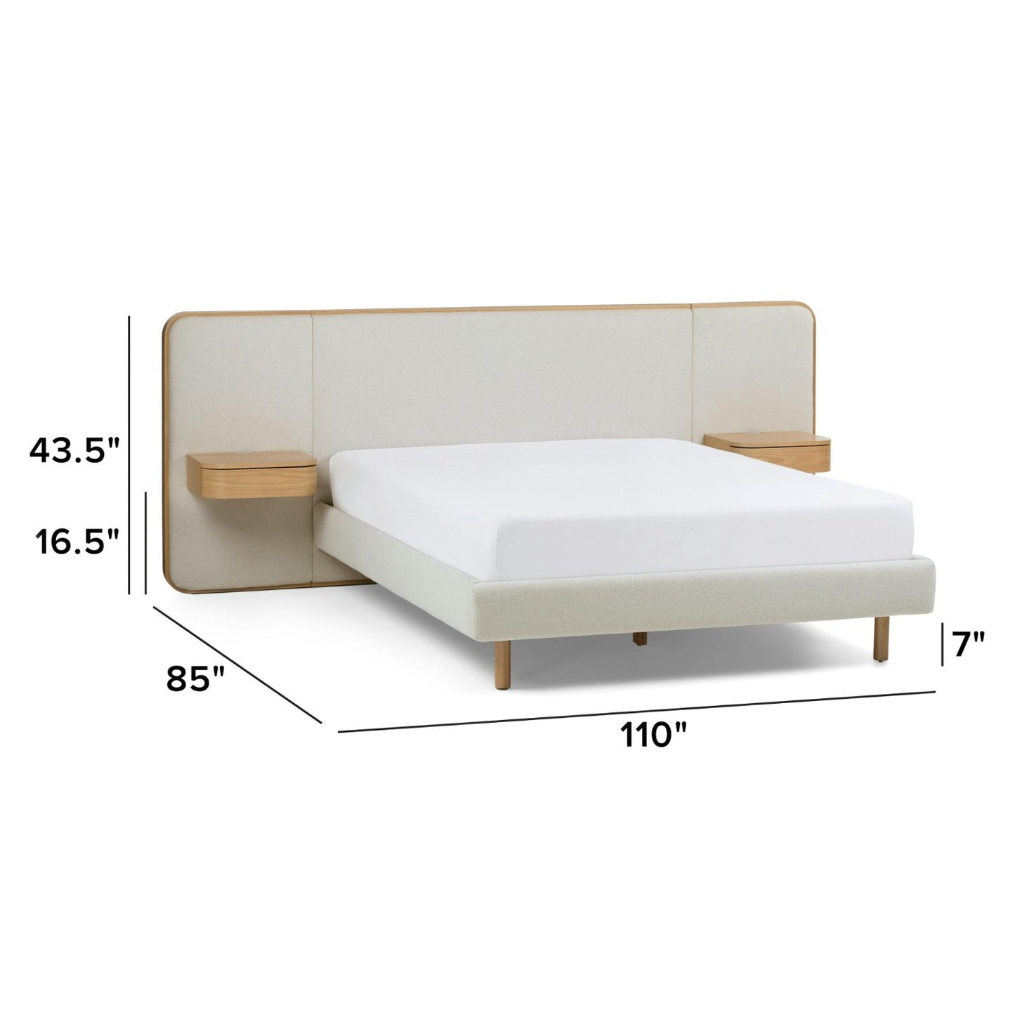 Article "Bjorn" Queen Upholstered Bed with Nightstands Set