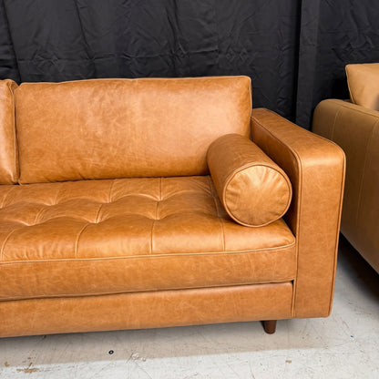 Article "Sven" 88" Tufted Leather Sofa & Ottoman