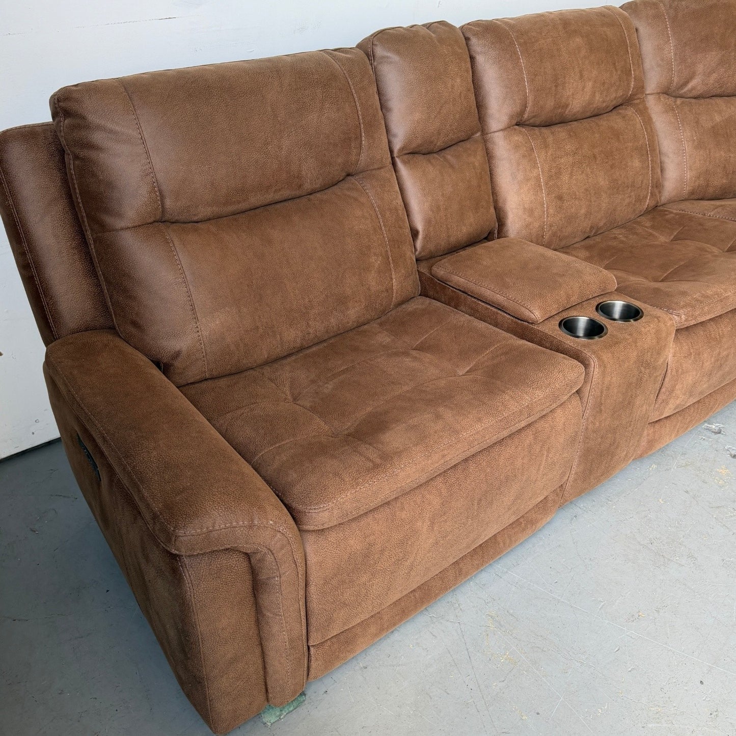 Simms Brown Fabric Power Reclining Sectional