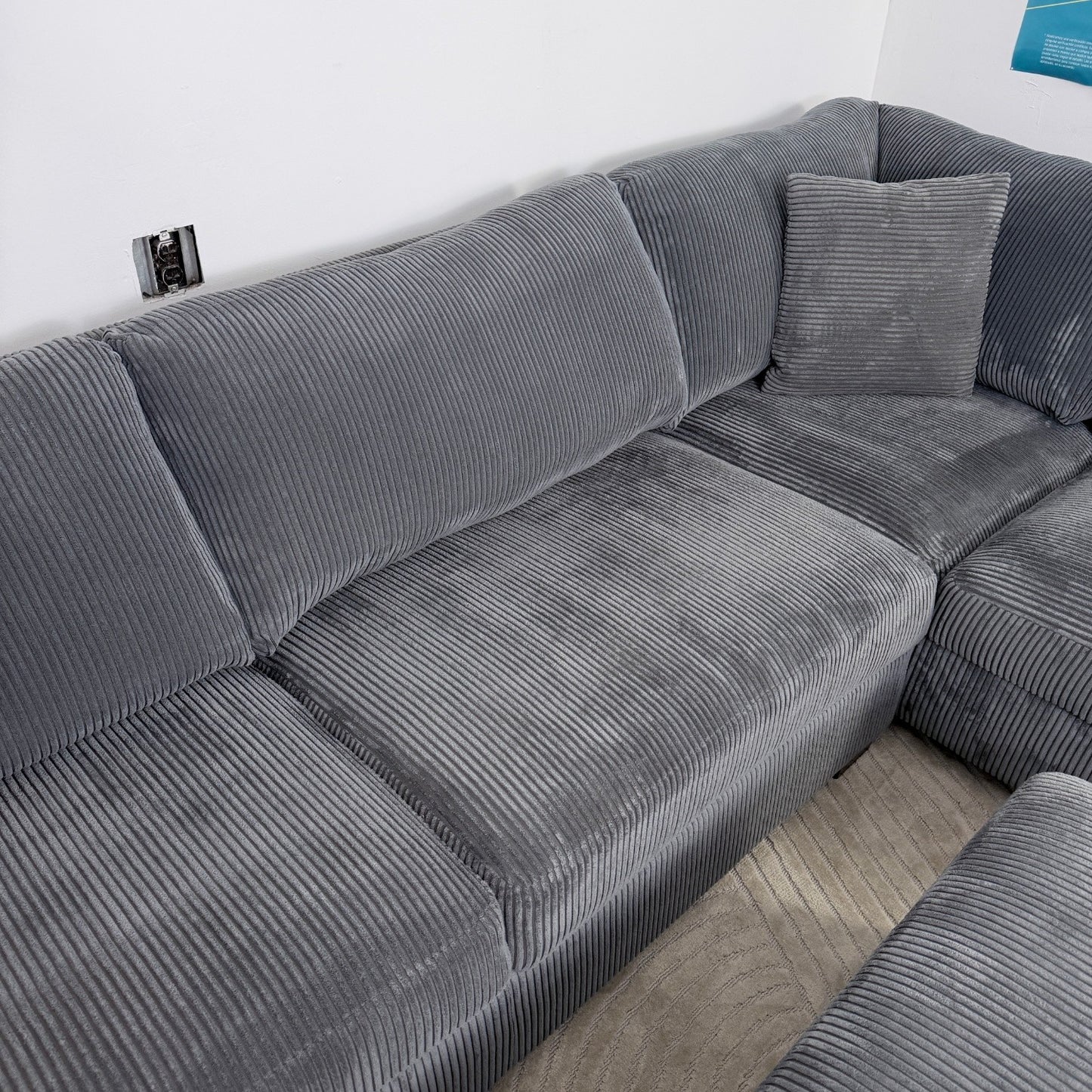 Thomasville Corduroy Sectional With Ottoman