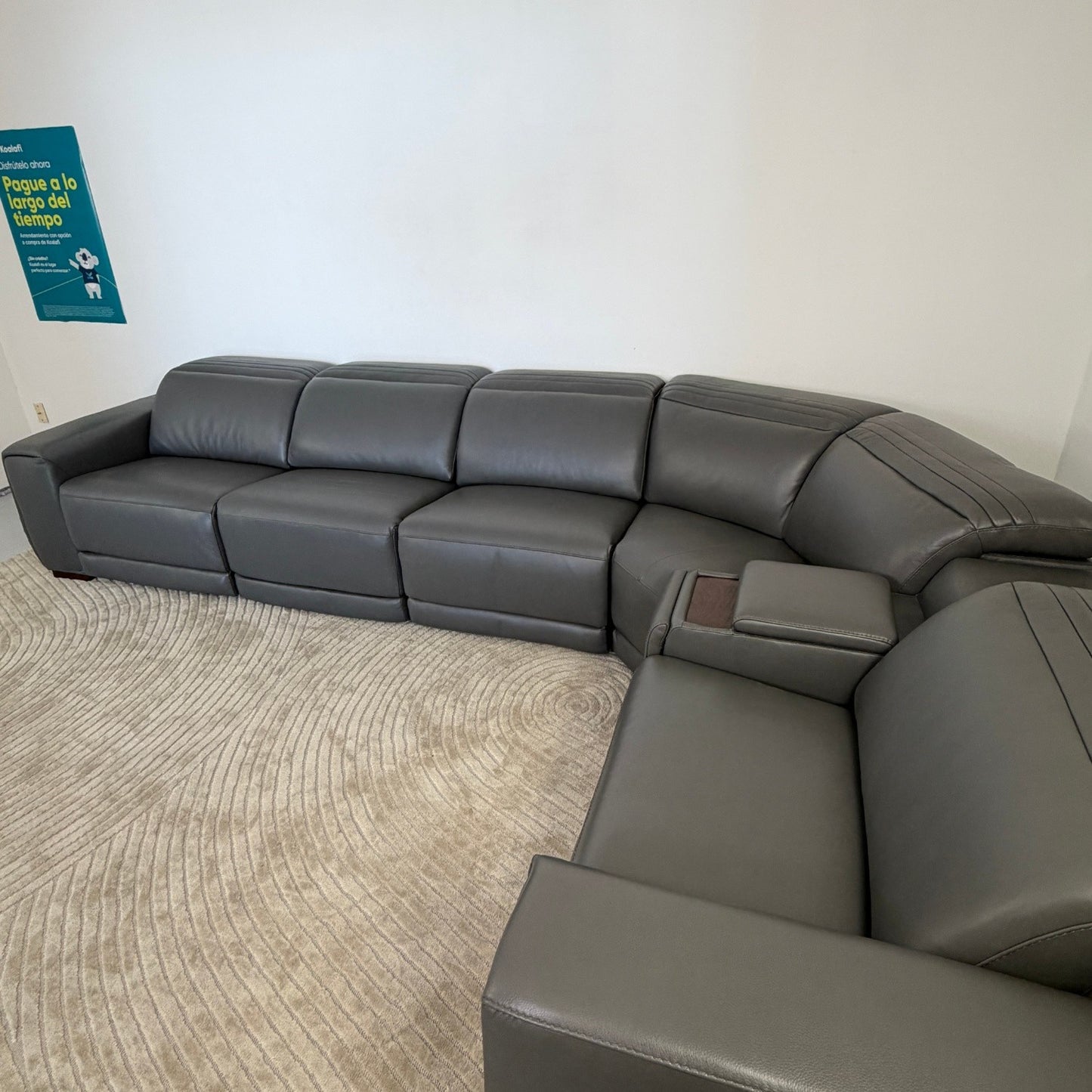 Karson Grey Leather Power Reclining Sectional