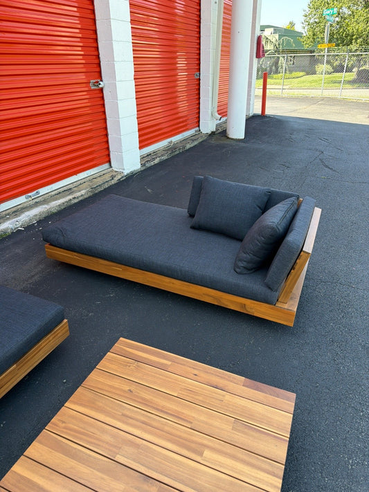 Article Lubek 69.25" Outdoor Low Left Chaise Lounge In Slate Gray
