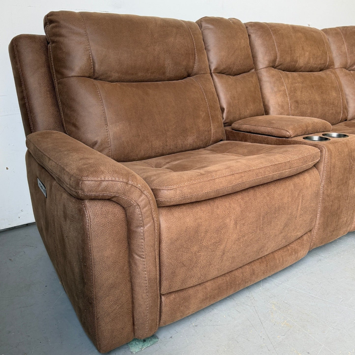Simms Brown Fabric Power Reclining Sectional