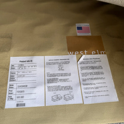 West Elm "Harris" Gray Bumper Sectional