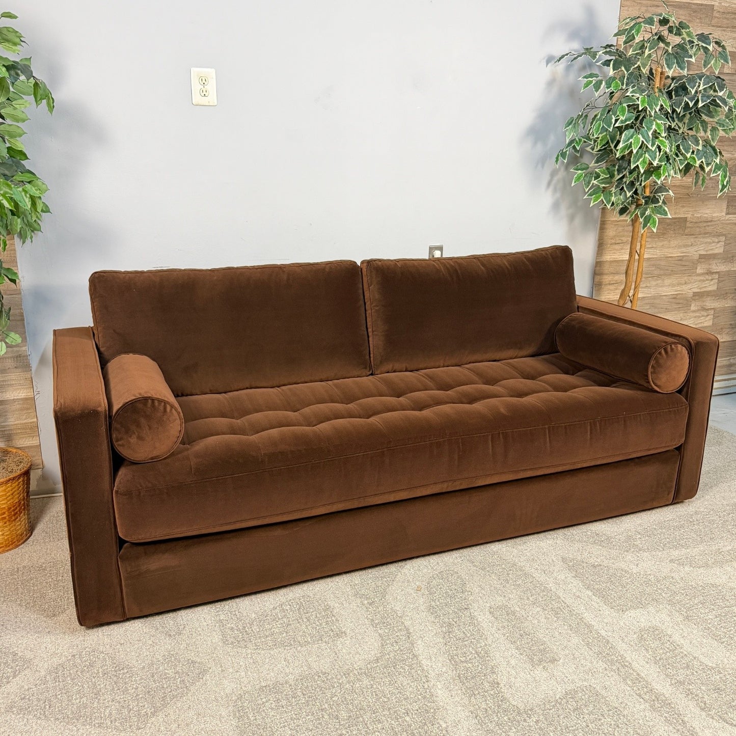 Article "Sven" Tufted Brown Velvet Sofa