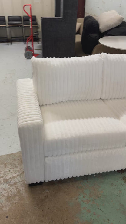 White Corduroy Sectional