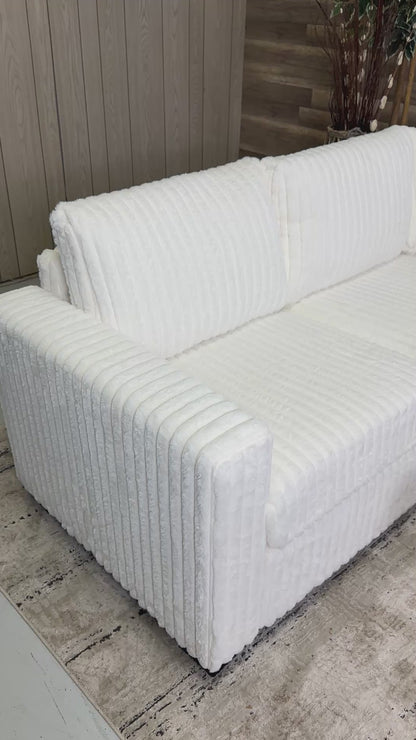Milk 93"x93" Corduroy Sectional With Ottoman
